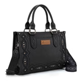 Montana West Black Embroidered Concealed Carry Tote Front View