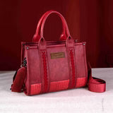 Wrangler Mustard Croc Concealed Carry Tote Front View Cranberry