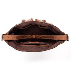 Brown Croc Print Concealed Carry Whipstitch Hobo Purse Inside Lined 3 Pockets