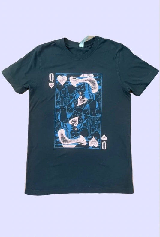 Cowgirl Queen of Hearts Black Graphic T-Shirt