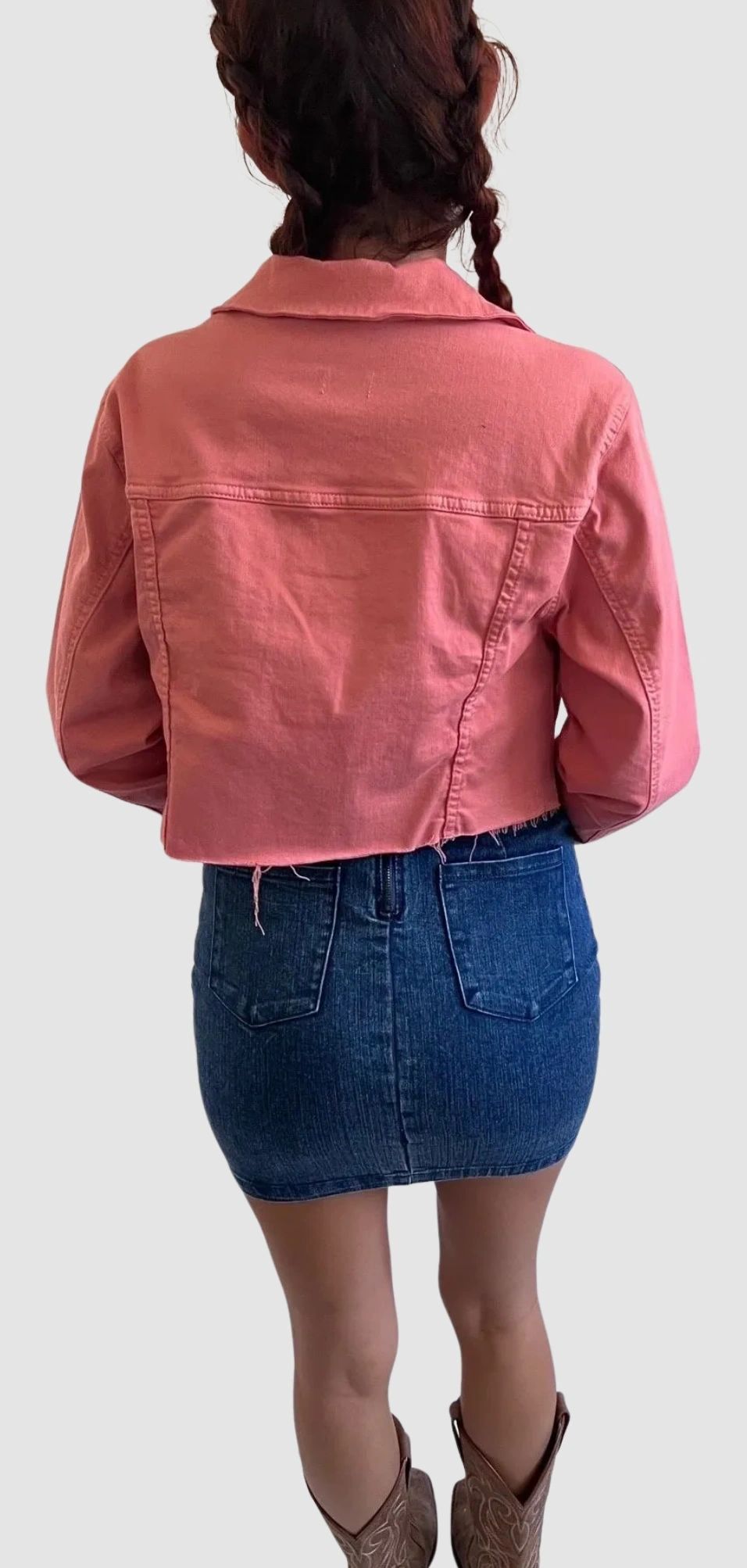 Rose Red Cropped Denim Jacket ~ Ana Women's Size Extra Small