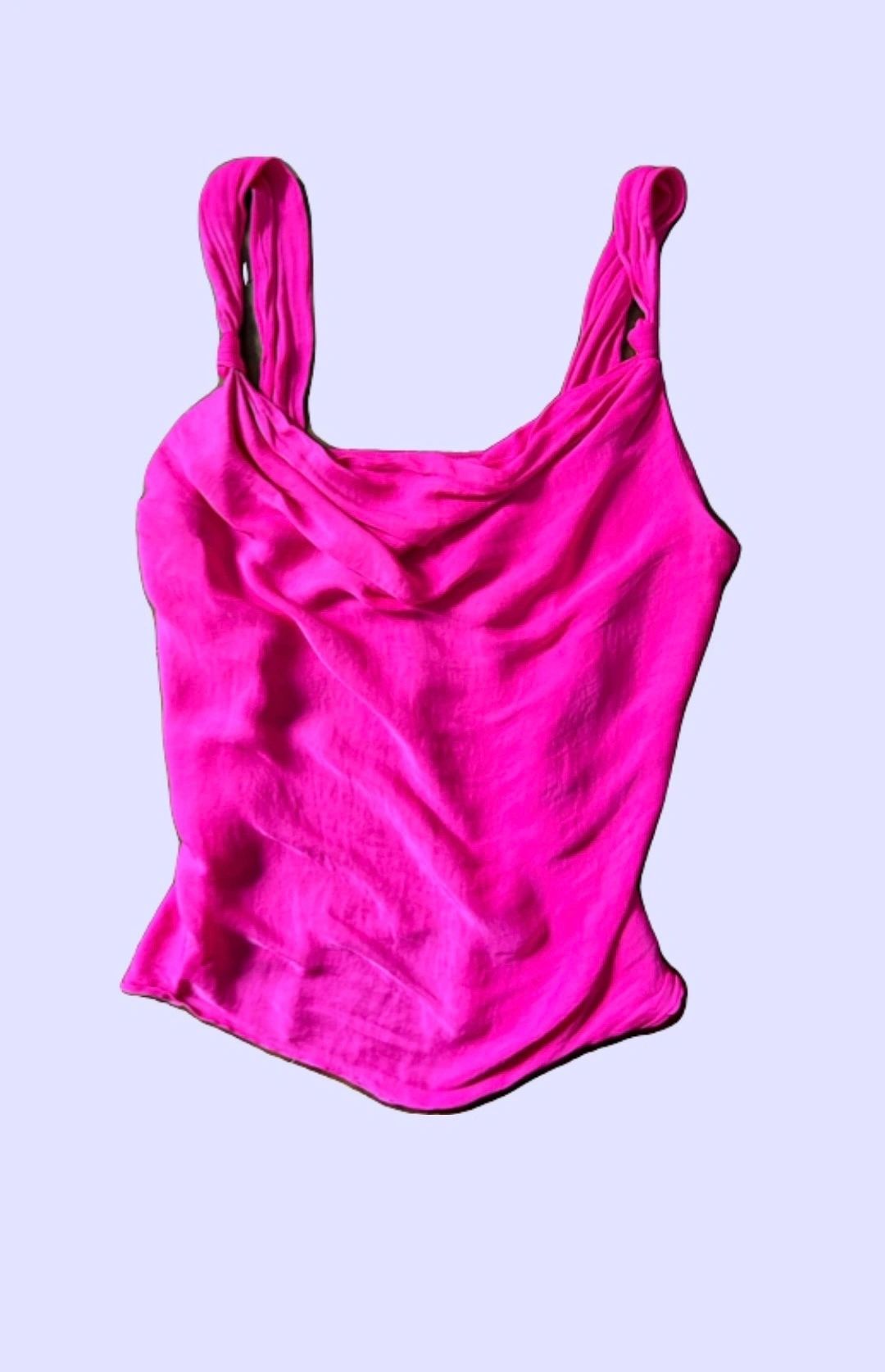 Hot Pink Luxurious Cowl Neck Knotted Tank