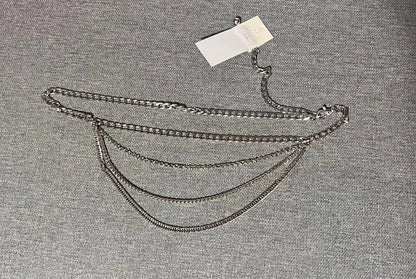 Multi Layered Waist Chain Belt -Rhodium One Size