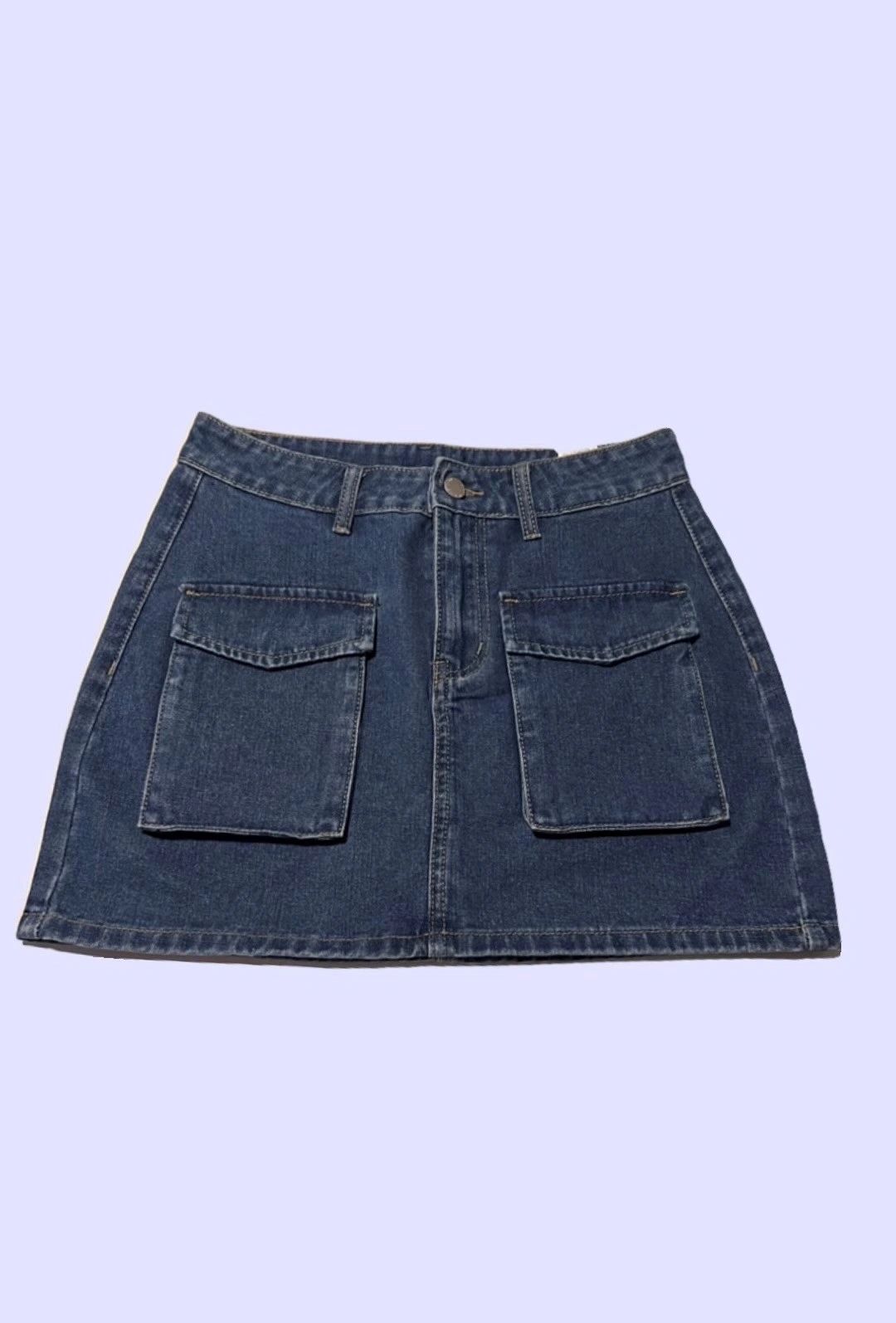 Denim Cargo Mini Skirt