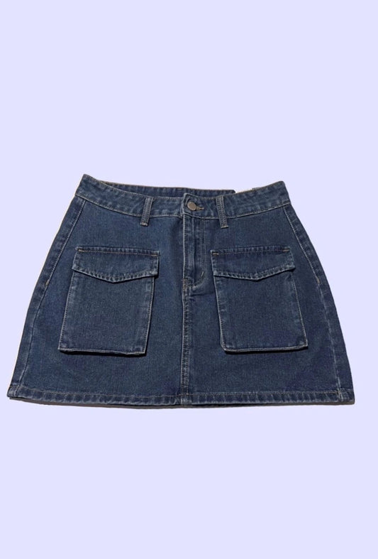 Denim Cargo Pocket Mini Skirt