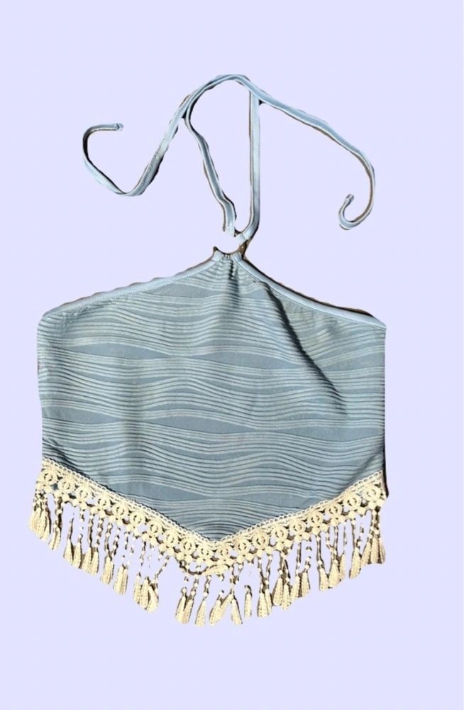 Wavy Blue Halter Top ~ Women's Sizes Medium and Extra Large