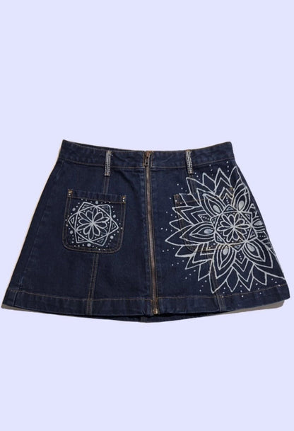 Mandala Denim Mini Skirt
