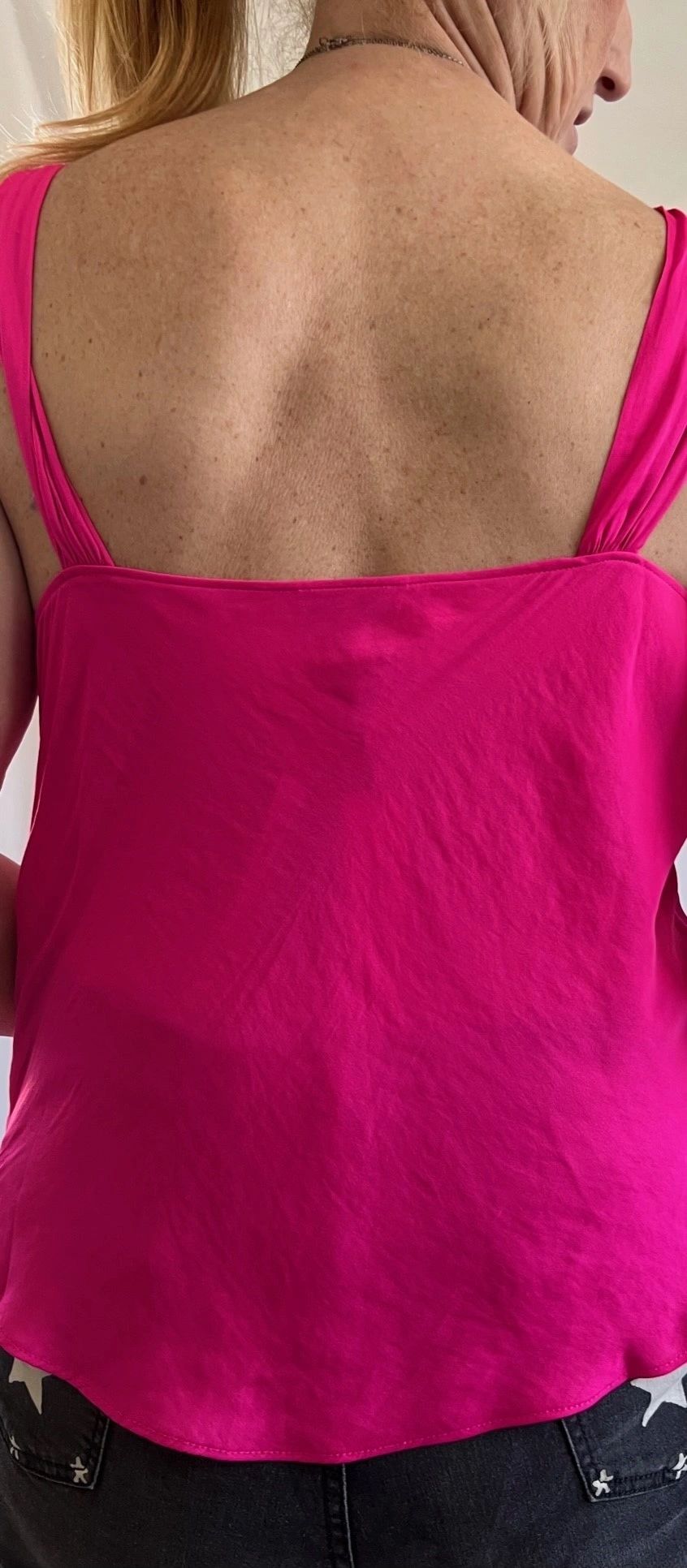 Hot Pink Luxurious Cowl Neck Knotted Tank