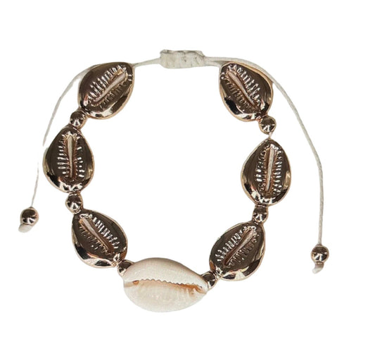 Shell Cowrie Metal Bracelet, Shell Gold