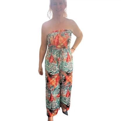 Palm Paradisio Strapless Jumpsuit