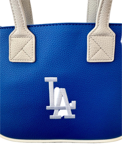 LA Dodger MLB Small Tote Bag with Double Handle and Removable Crossbody Strap and Baseball Coinpurse by Montana West