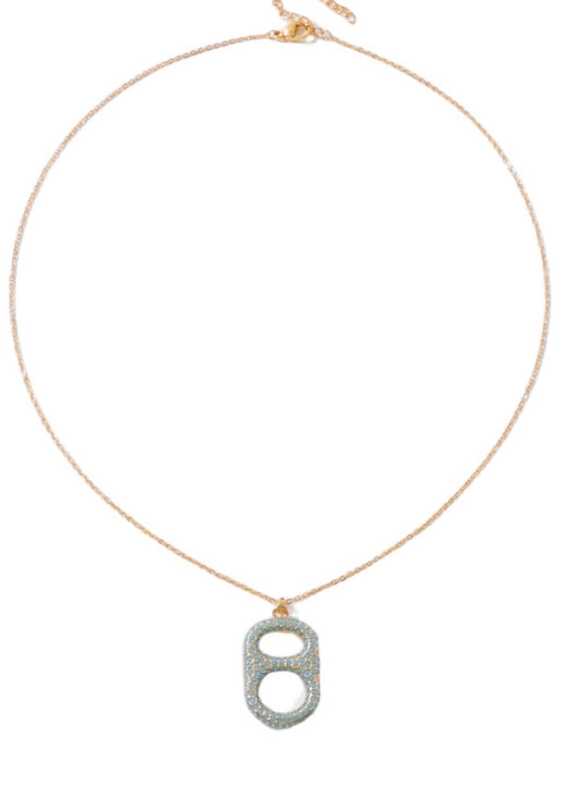 Luxe Turquoise and 18K Gold Pop Tab Floating Pendant Necklace by Tab~ulous™