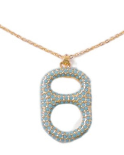Luxe Turquoise and 18K Gold Pop Tab Floating Pendant Necklace by Tab~ulous™
