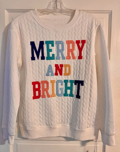 Holiday Merry and Bright Shirt / Sweatshirt with Cable Pattern