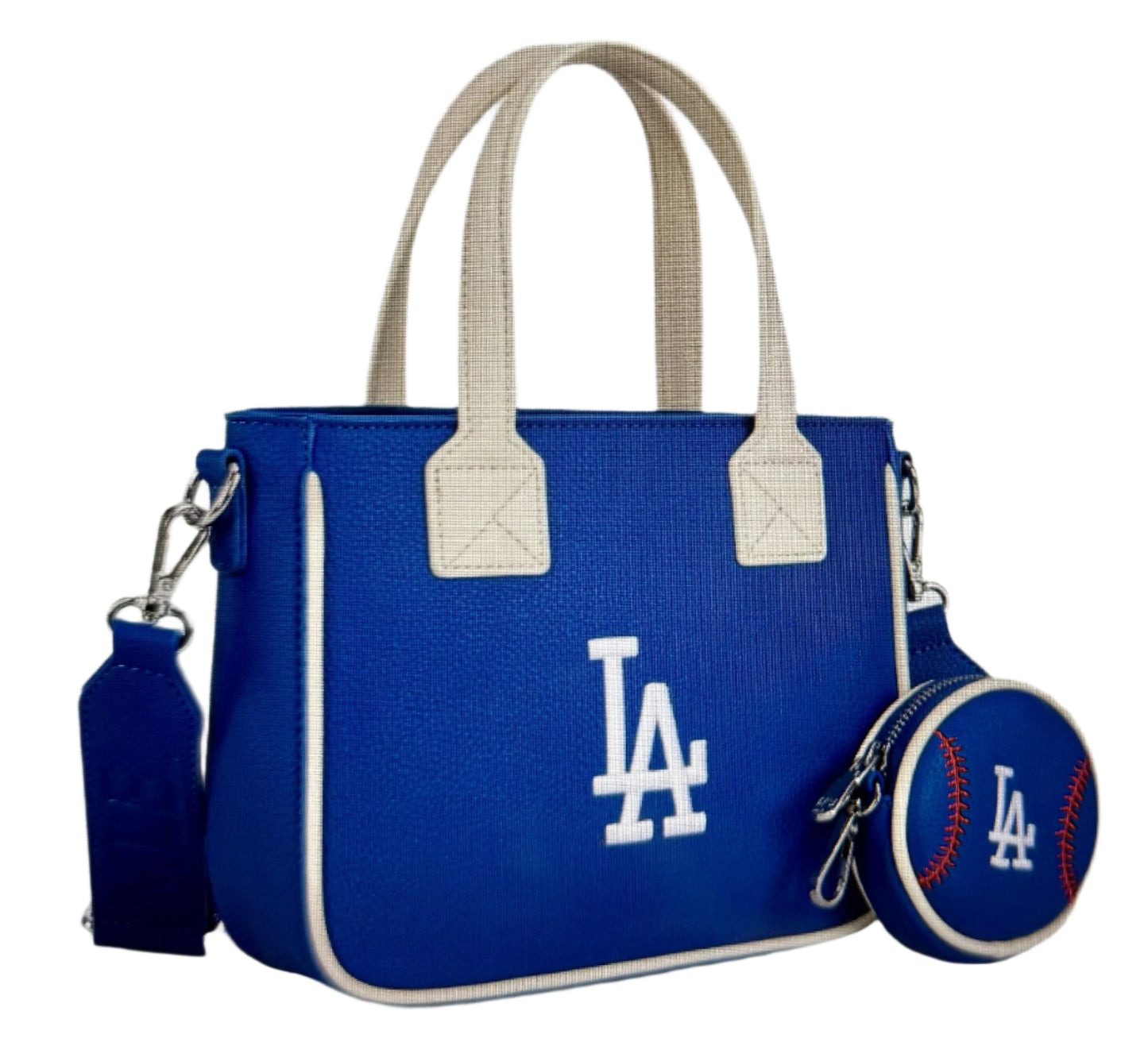 LA Dodger MLB Small Tote Bag with Double Handle and Removable Crossbody Strap and Baseball Coinpurse by Montana West