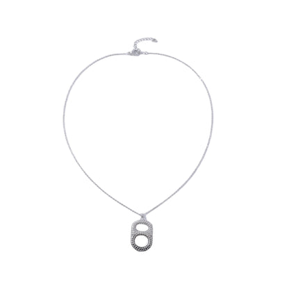 Midnight Glam Ombre Floating Poptab Necklace with black grey clear rhinestones in palladium plated brass extender

