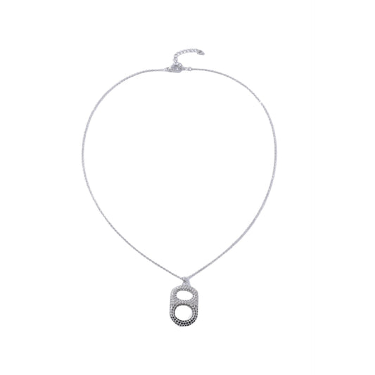 Midnight Glam Ombre Floating Poptab Necklace with black grey clear rhinestones in palladium plated brass extender

