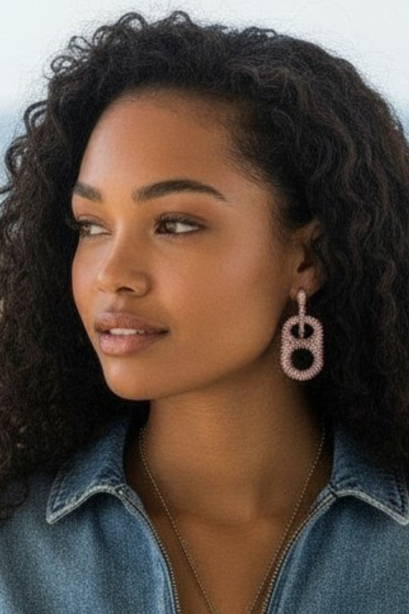 model wearing pink ombre earrings
