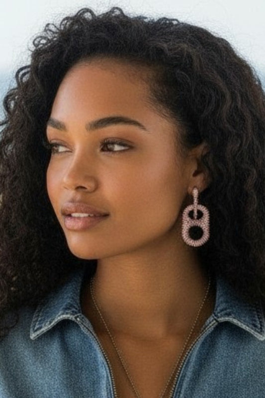 model wearing pink ombre earrings
