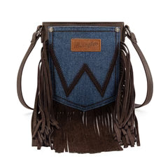 Western Denim Pocket Fringe Crossbody by Wrangler - 6 Colors Available