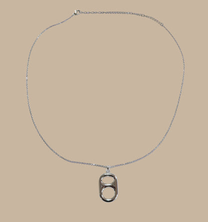 silver crush Classic Poptab and Rhinestone Huggie Silver Hoop Earrings - matching necklace
