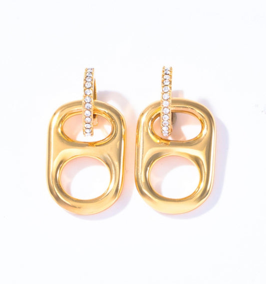 sun kissed pop tab gold hoop rhinestone earring front