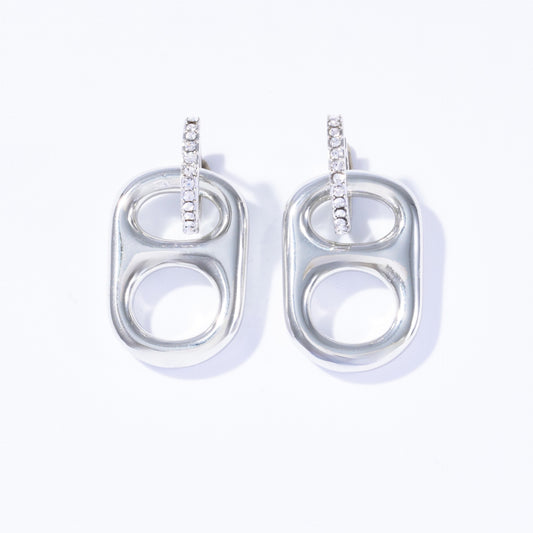 pop tab earring wear without charm silver 