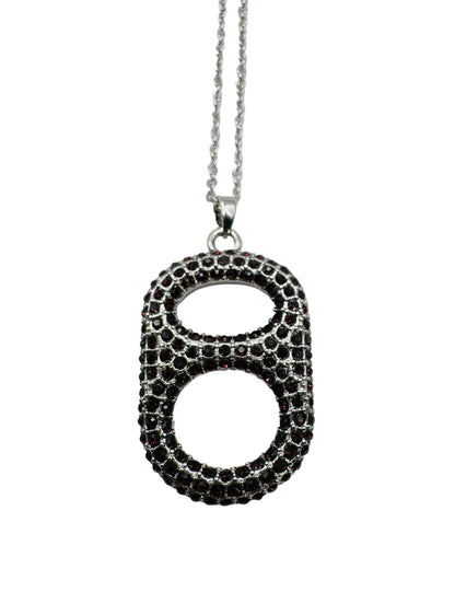 Tabulous Regal Violet Pop Tab Pendant Necklace in Silver with Purple Rhinestones