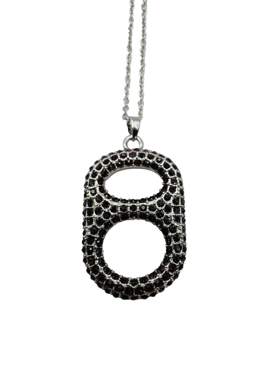 Tabulous Regal Violet Pop Tab Pendant Necklace in Silver with Purple Rhinestones