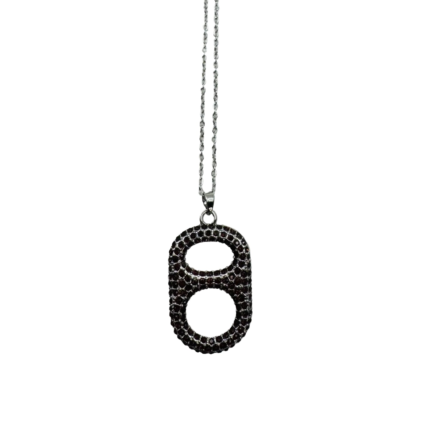 Tabulous Regal Violet Pop Tab Pendant Necklace in Silver with Purple Rhinestones