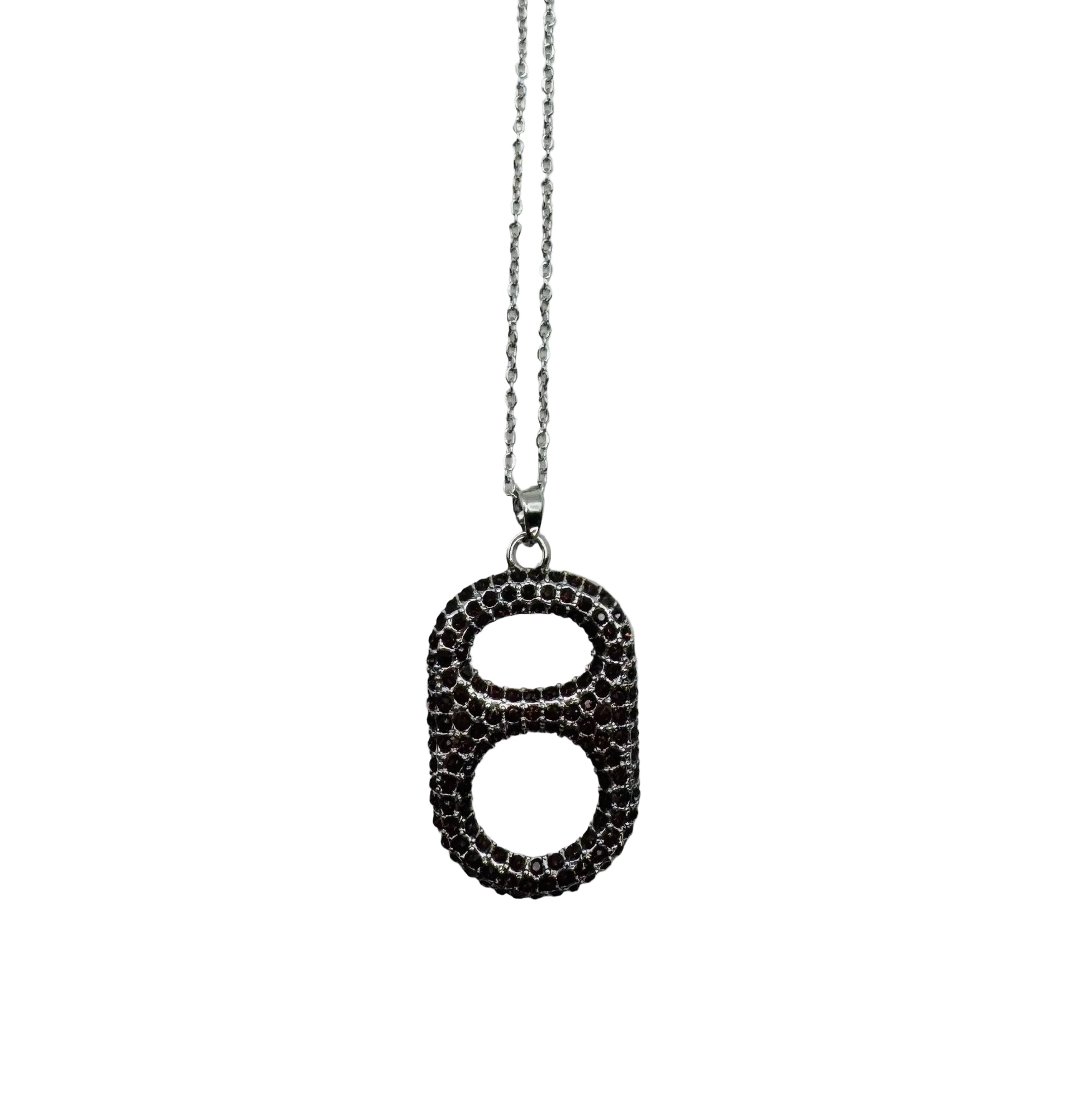 Tabulous Regal Violet Pop Tab Pendant Necklace in Silver with Purple Rhinestones