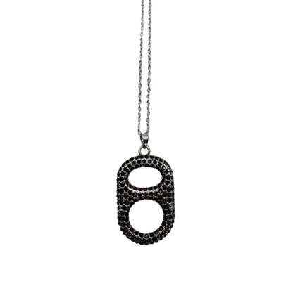 Tabulous Regal Violet Pop Tab Pendant Necklace in Silver with Purple Rhinestones