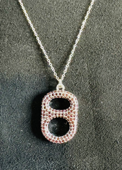 Tabulous Regal Violet Pop Tab Pendant Necklace in Silver with Purple Rhinestones deep purple