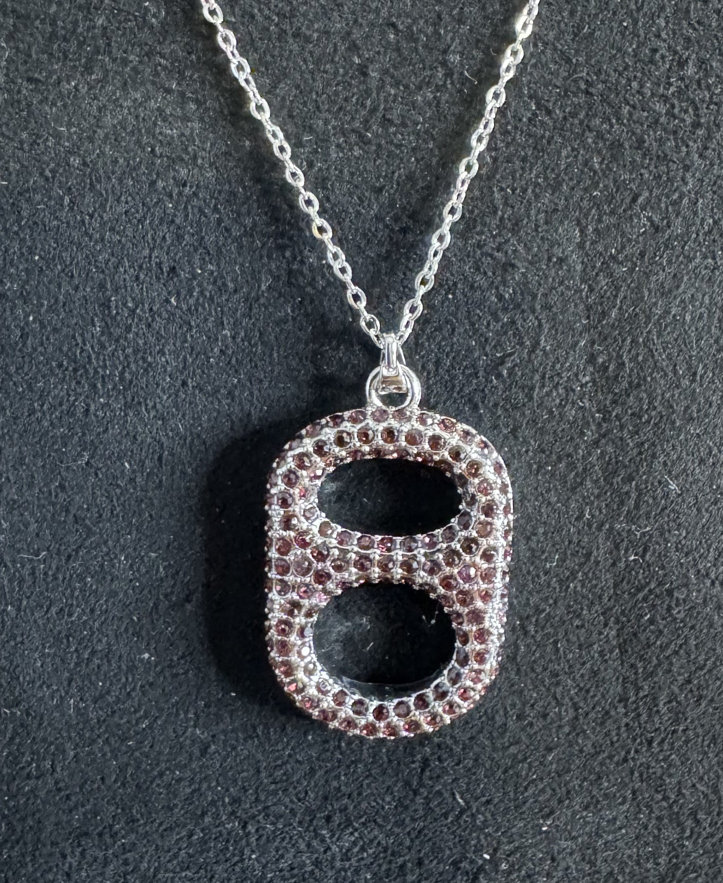 Tabulous Regal Violet Pop Tab Pendant Necklace in Silver with Purple Rhinestones