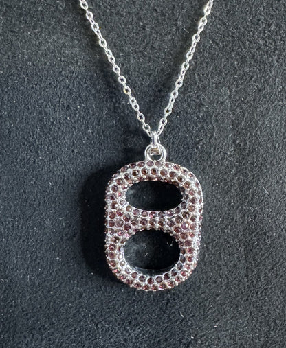 Tabulous Regal Violet Pop Tab Pendant Necklace in Silver with Purple Rhinestones