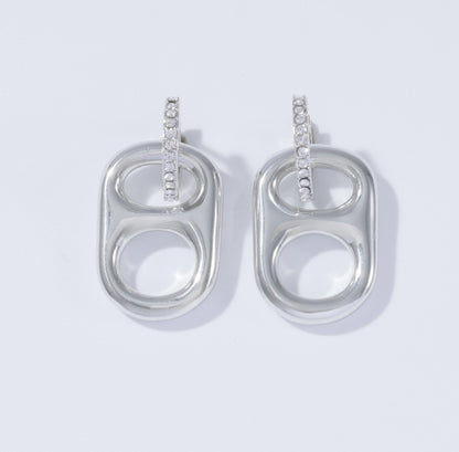 Luxe Cornflower Blue Rhinestones with Palladium (Silver) Pop Tab Huggie Hoop Earrings by Tab~ulous™