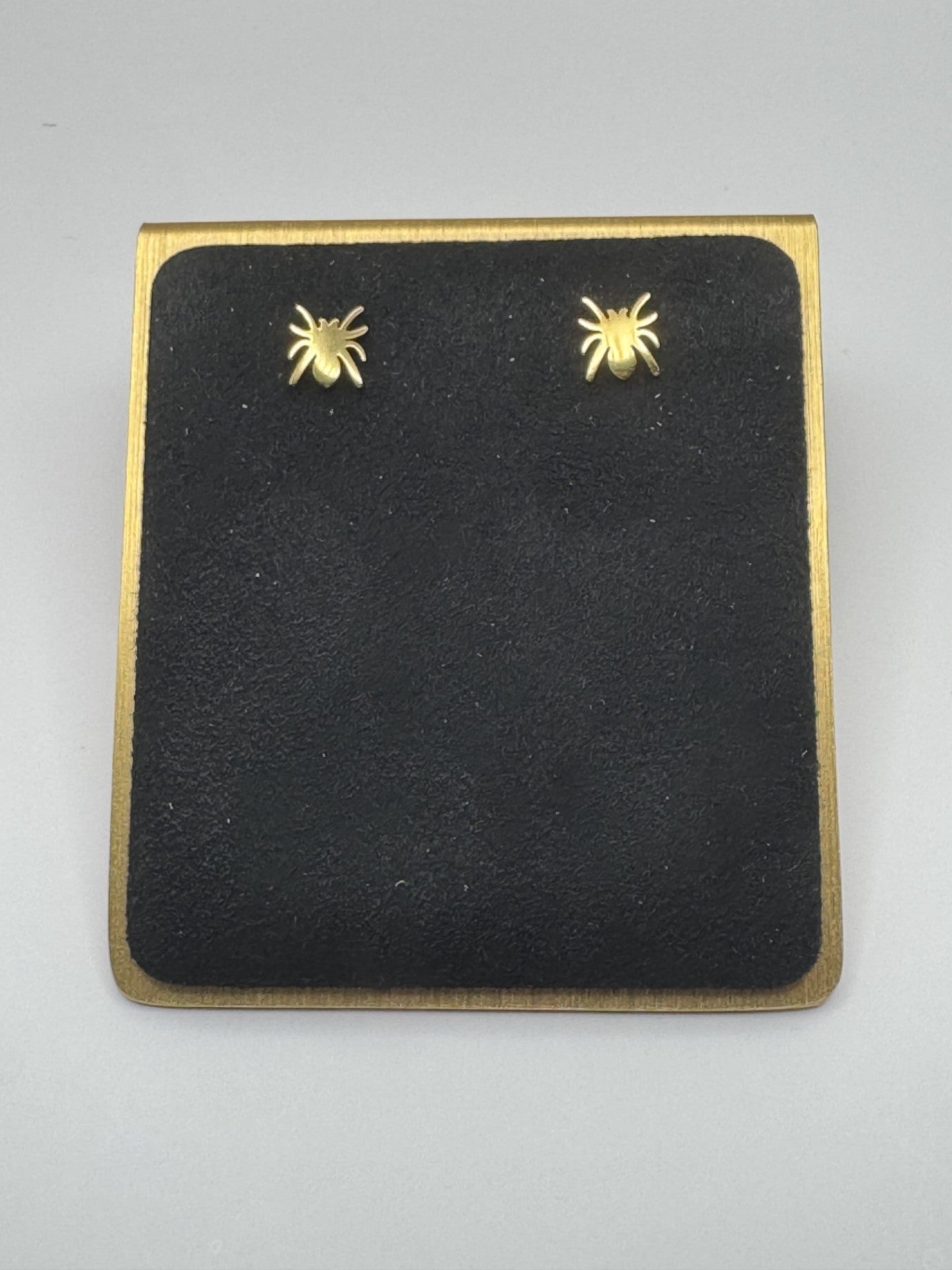 Spider Stainless Steel Post Earrings Jet Black Warm Gold Cool Silver Hypoallergenic Tarnish Resistant Jewelry Halloween Ready
