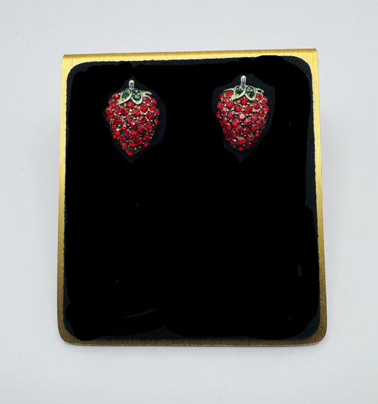 strawberry-rhinestone-post-earrings-red-green-sparkly-jewelry