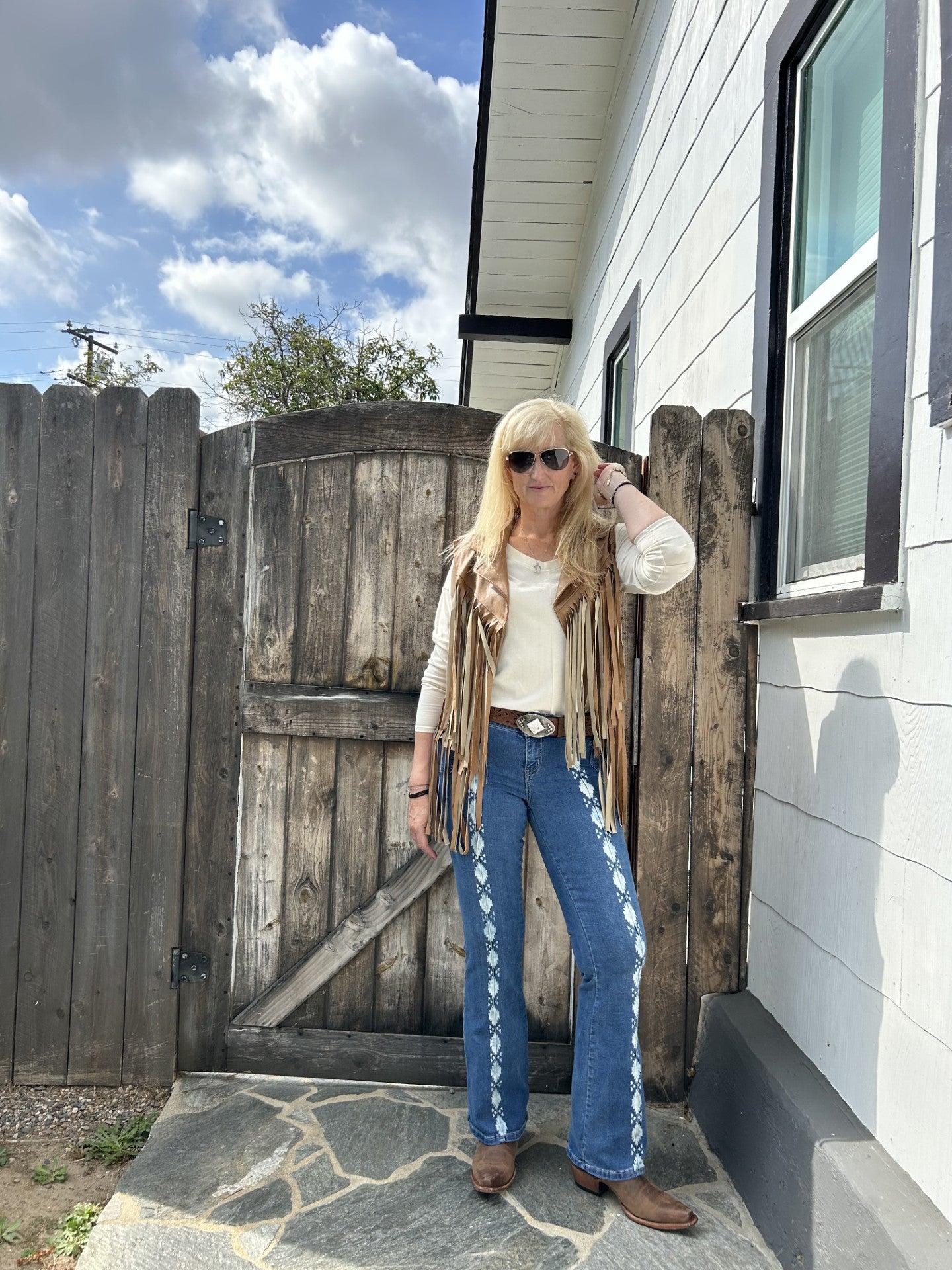 The Shae Camel Short Fringe Vest - Faux Leather by ITOO