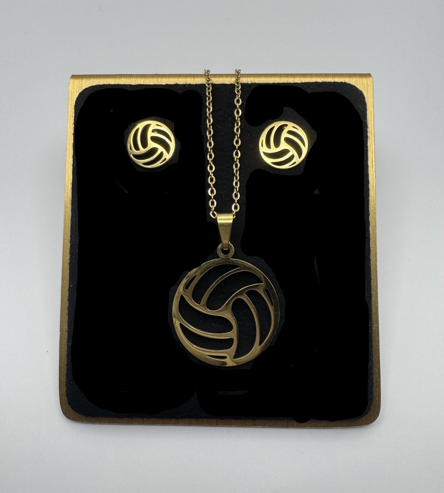 Coastal Serve Volleyball Pendant & Hoop Set – Silver or Gold Finish