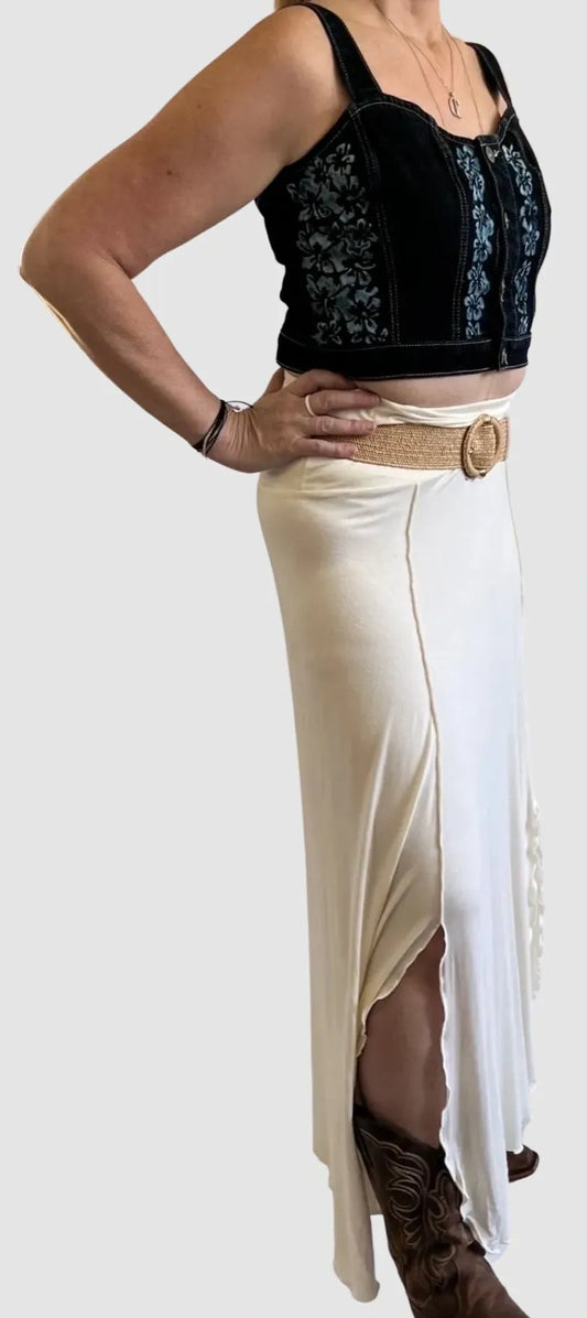 High Low Peek a Boo Maxi Jersey Skirt